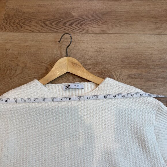 Zara Crop White Sweater Sz M - Picture 3 of 4